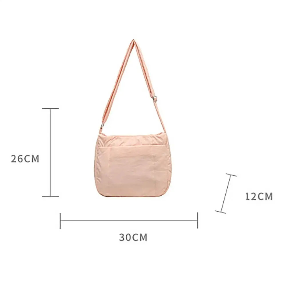 Quilted Padded Bag Large Capacity Down Fabric Messenger Shoulder Bag Space Cotton Adjustable Length Crossbody Bags 241227