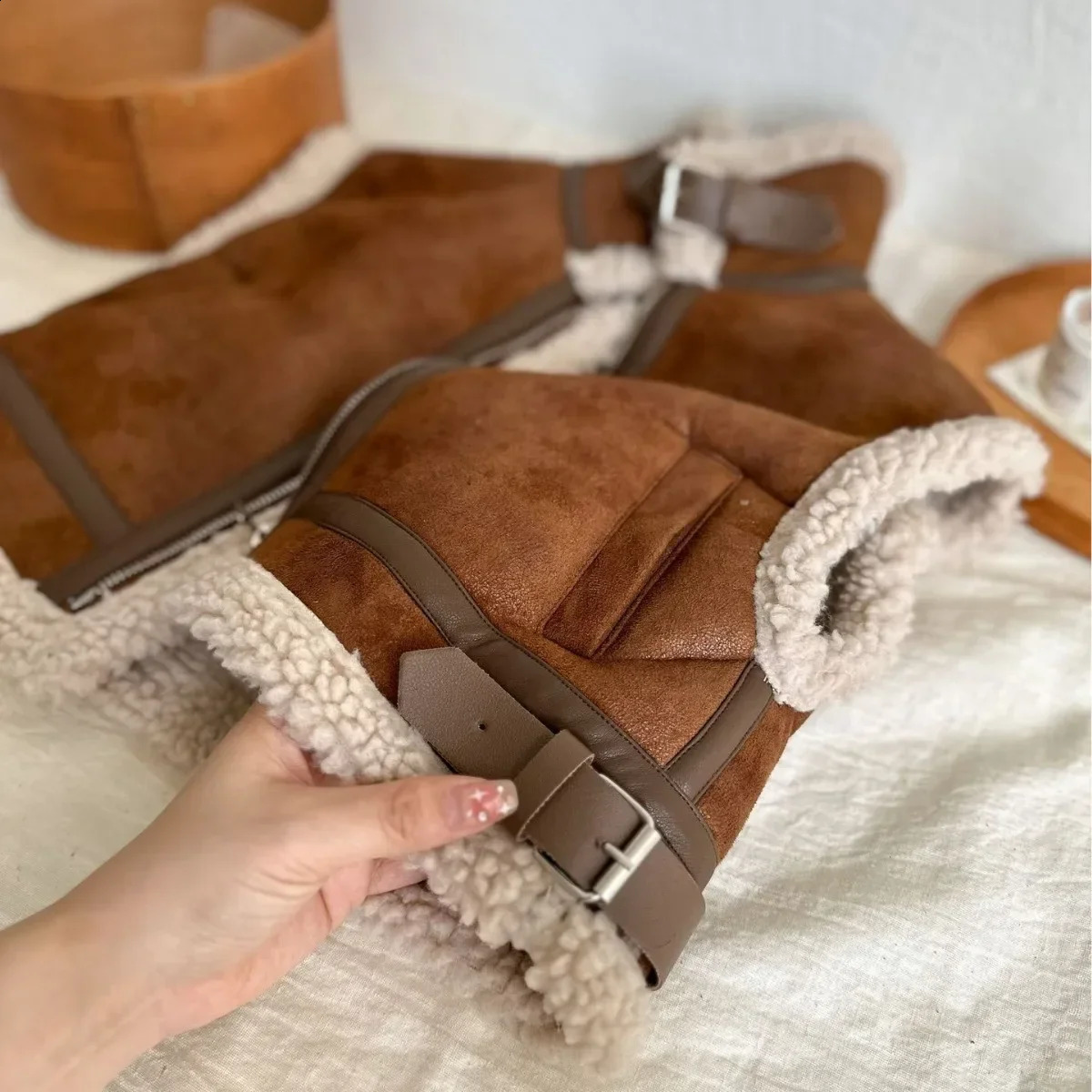 Childrens Vest Winter Boys and Girls Composite Fur Sleeveless Coat Vest 2168 241230