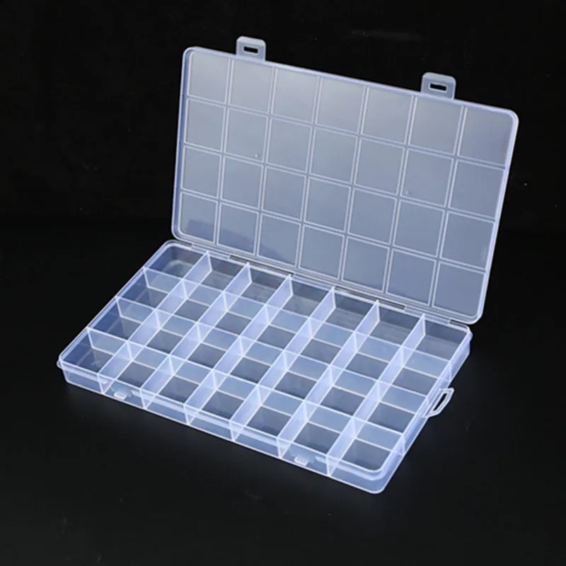 28 Grid Rectangle Plastic Jewelry Box Compartment Storage Case Earring Bead Craft Display Container Organizer 241225