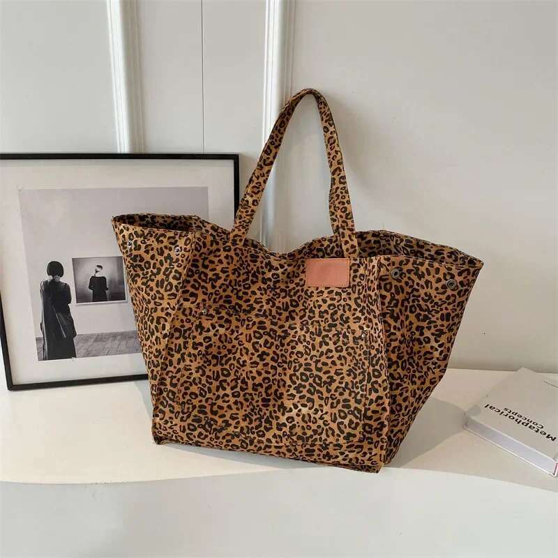 Women's Bags Handbag Oversized Leopard Prints Shoulder Bags For Women Deformable Canvas Large Capacity Shopping Totes Winter New Handbags