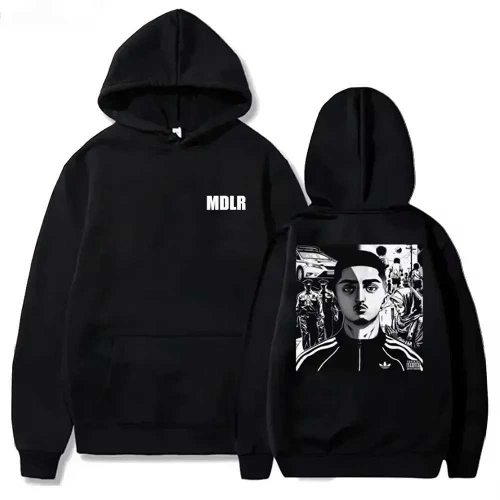 Autumn Winter MDLR Mens Hoodie Printed Zipper Hoodie Music Rap Singer Hip Hop Runner Long Sleeve Singer Womens Top Sportswear W241230