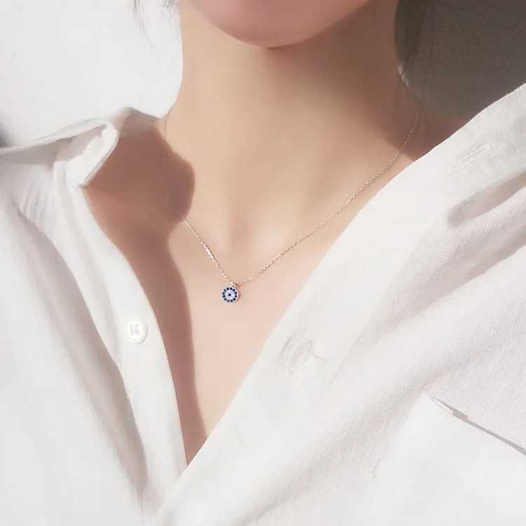 PONYKISS 925 Silver Round Zircon Evil Eye Necklace suitable for womens classic geometric fine jewelry W241230