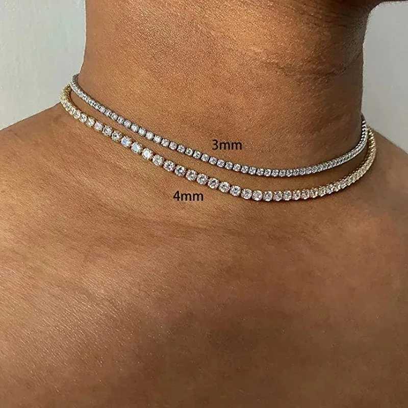 Luxury sexy necklace tennis chain necklace suitable for women cubic zirconia crystal short hip-hop necklace decorative jewelry W241230