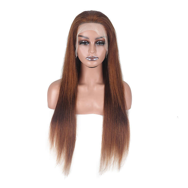 Lace Front Wig Cover T Shape Front Lace Headset, Real Hair Wig, Brown Long Straight Hair, Full Headset Style Kq2 Kq2