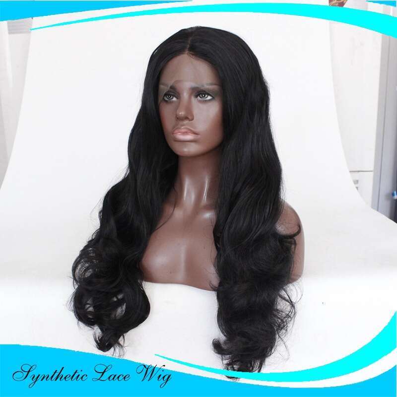 Lace Front Wig Cover T Shape 13 * 2.5 Hand Woven Black Wavy Synthetic Headband, T-Shaped Lace Wig Kq2 Kq2