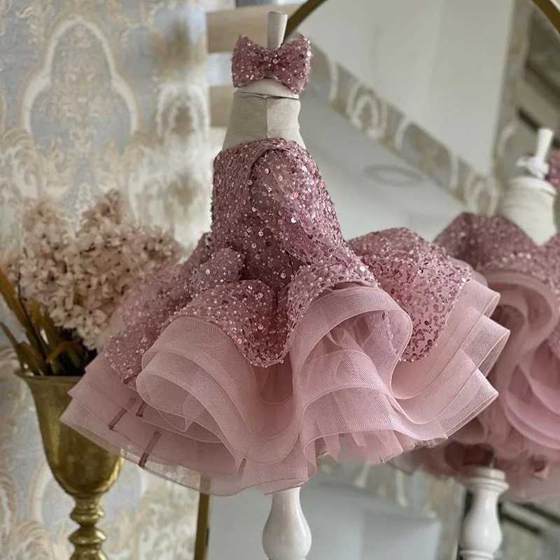 Girl's Dresses Baby Girl Princess Sequins Tutu Dress Long Sleeve Infant Toddler Child Bow Vestido Party Wedding Birthday Baby Clothes 1-12YY24122