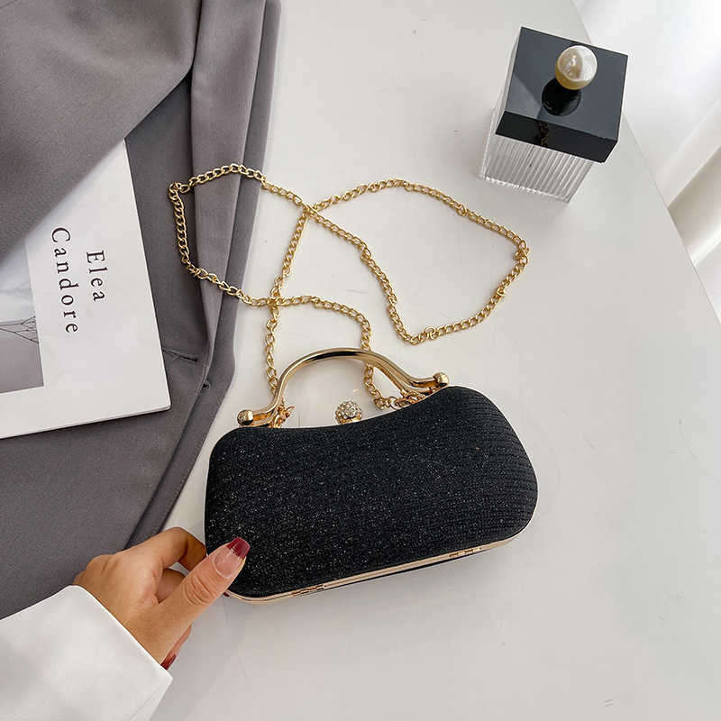 Ins Fashion Women's Bag New Texture Water Diamond Handbag Diagonal Cross Shoulder Banquet Bag Celebrity Fashion Chain Bag