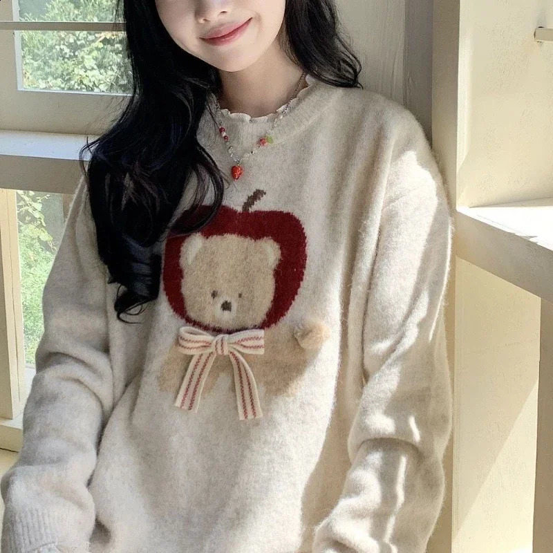 Deeptown Kawaii Sweaters Cartoon Women Harajuku Sweet Knitted Pullovers Autumn Winter Fashion Oversize Cute Aesthetics 241223