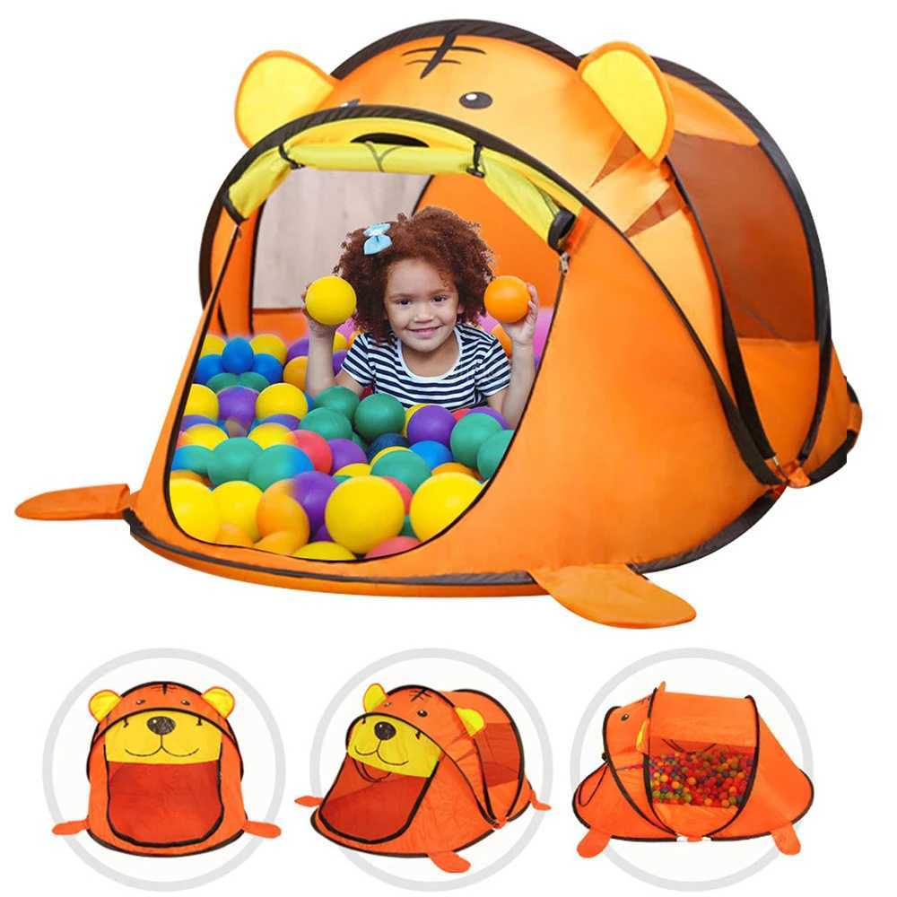 Portable Tiger Childrens Tent Cartoon Animal Childrens Game House Outdoor Pop up Toy Tent Indoor Net Baby Ball Pit Swimming Pool W241230