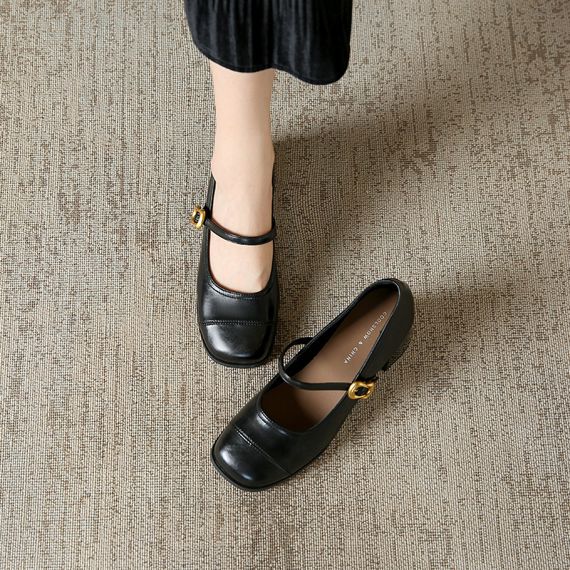 Women Dress Shoes High Heel Chunky Heel Fashion Simple Casual Gentle Style Versatile Triple Black Coffee Free shipping