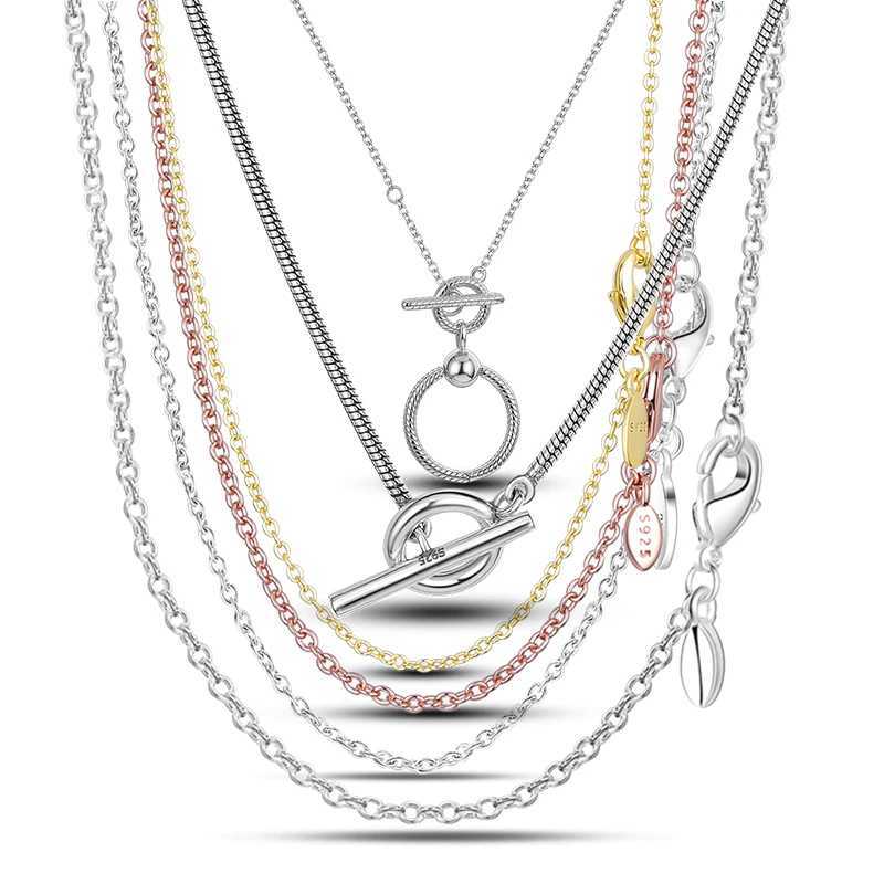 Simple 925 Silver Moment Heart Pendant O-shaped Charm Original Basic Chain Set Necklace DIY Anniversary Gift W241230