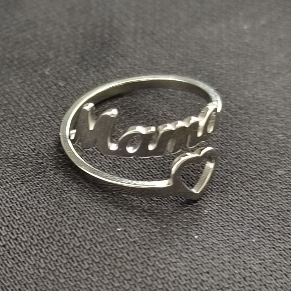 Charming Stainless Steel 'Mother's Love' Ring with Peach Heart Motif Thoughtful Mothers' Day Jewelry