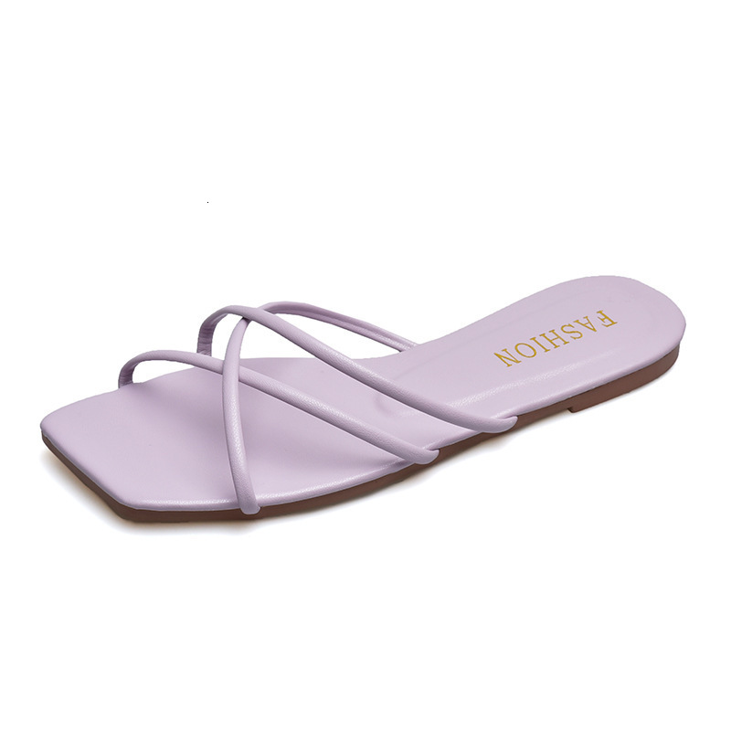 Herringbone Summer Ddmywed Fashion Outwear Version Square Headed Flat Bottom Clip Feet Poster Beach Slippers Trendy Women S Shoes Chinese Brand F Ddmy