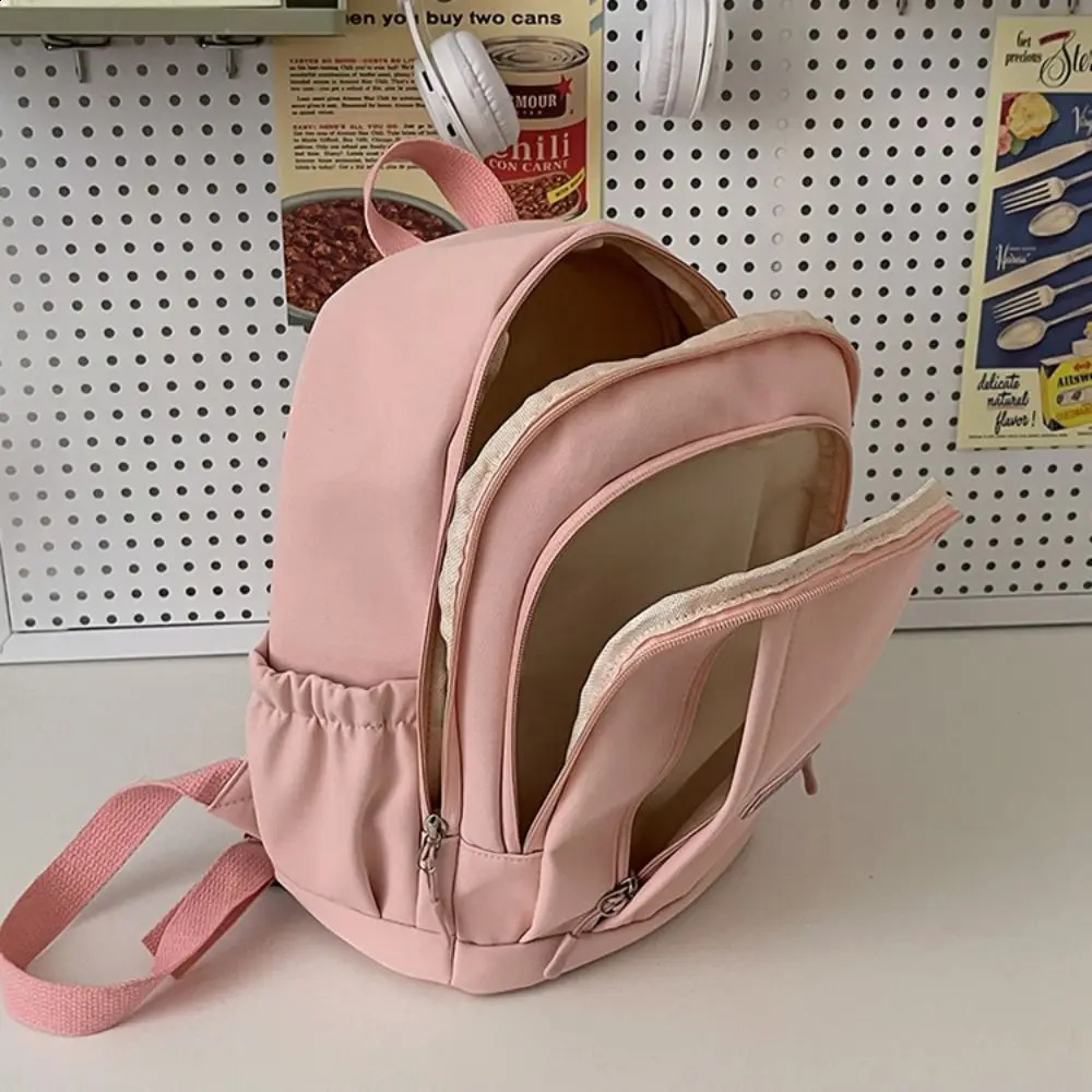 Large Handbag Waterproof Students School Bags Ins Multi Pockets High School Backpacks Nylon Cartoon Teenage Shoulder Bags Girl 241230