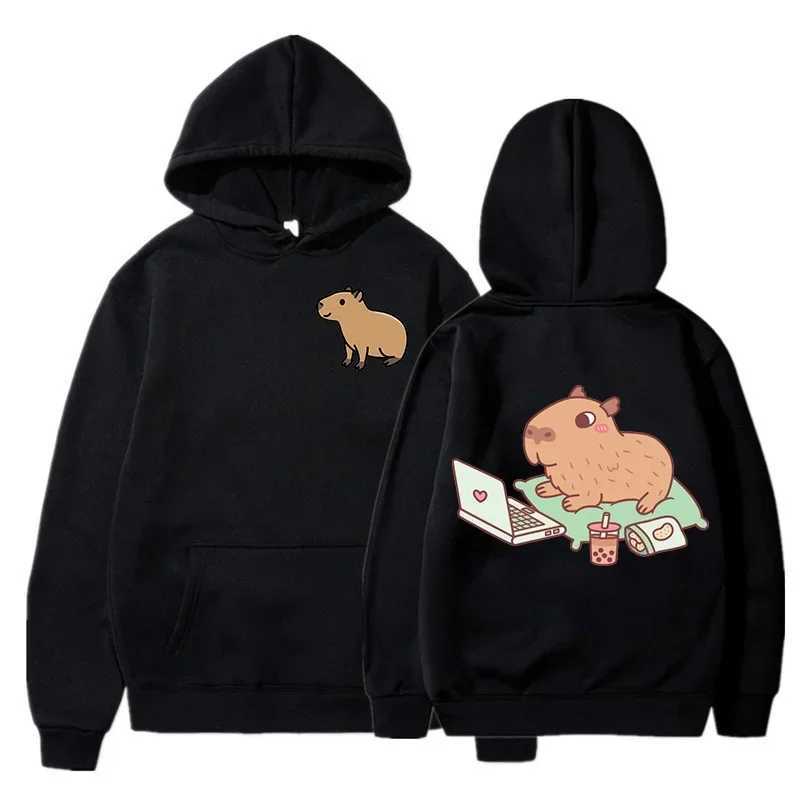 Capybara Fashion Hoodie Womens Harajuku Pulleys Capibara Gothic Sportswear Manga Cute Y2k Hoodie Cartoon Korean Style Hoodie W241230