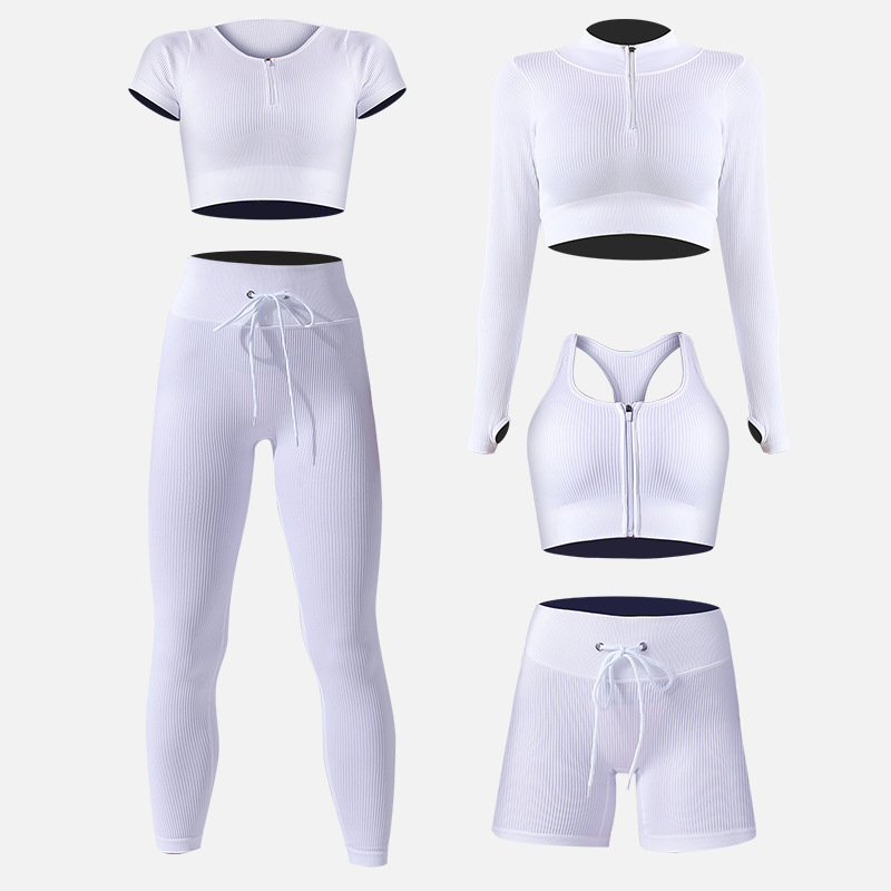 European and American women's new versatile zipper high waist yoga suit fashionable casual fitness yoga suit drawstring tight sports suit