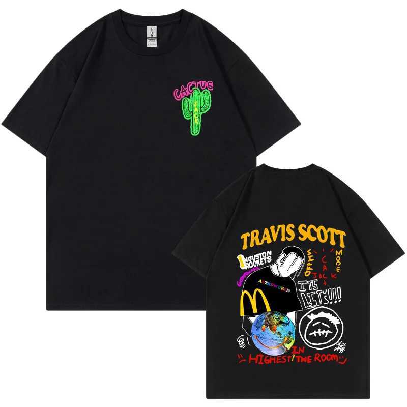 New Fashion Hip Hop T-shirt Mens ASTROWORLD Harajuku T-shirt Your Letter Printed T-shirt Here Top W241230