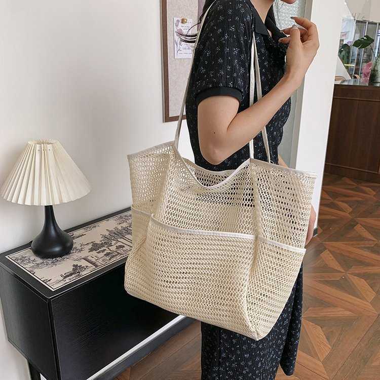Women's One Shoulder Crossbody Straw Woven Bag, Women's Beach Bag, New Women's Tote Bag, Large Capacity Hollowed Out Handbag