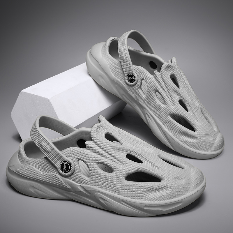 2025 new Free shipping designer slippers for mens black grey khaki Hollow out beach sandals
