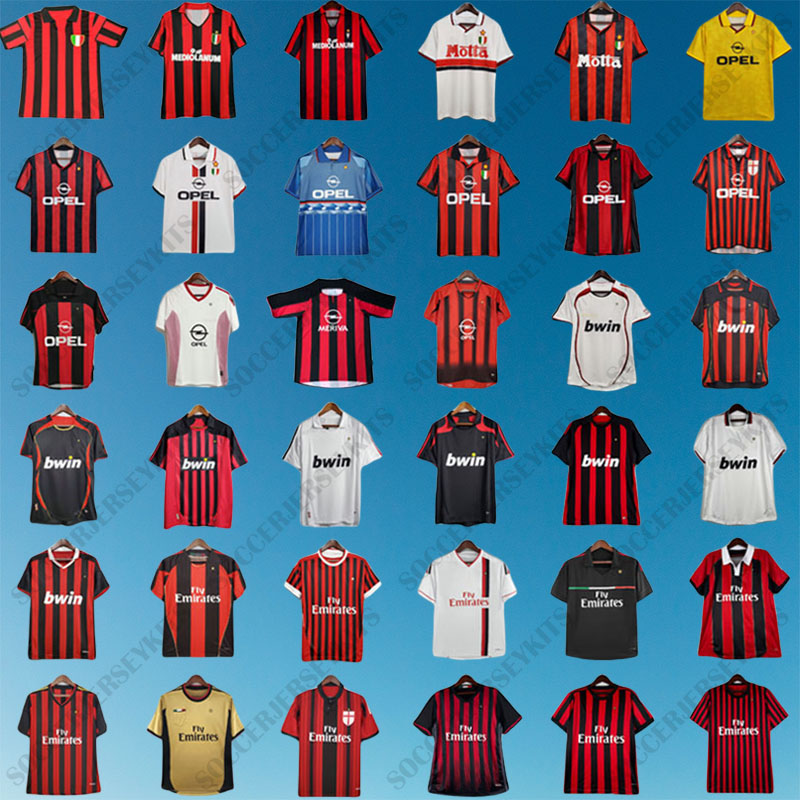 milan retro soccer jersey Maglia Milan ibrahimovic ronaldo shevchenko KAKA GULLIT VAN BASTEN AC Retro football shirt uniform retro trikot long sleeve jersey