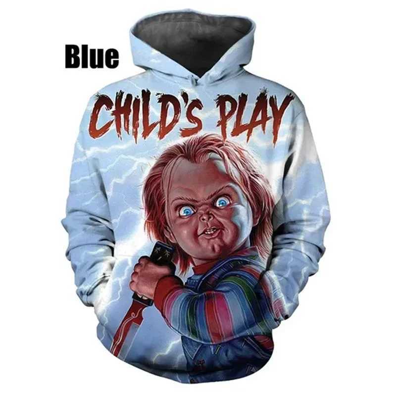 Chucky Doll horror adult game hoodie mens 3D printed new hoodie womens Harajuku fashion y2k zipper hoodie W241230
