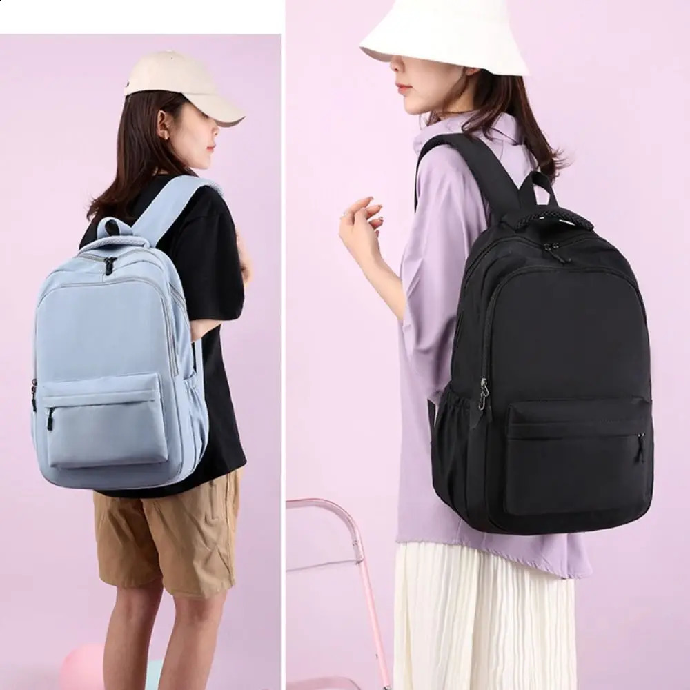 Fashion Large Capacity Womens Backpack Lightweight Oxford Versatile Backpack Solid Color School Bags Girls 241230