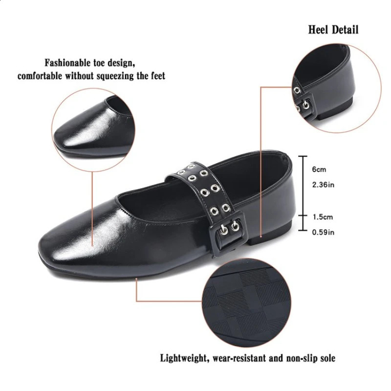 Women Flat Shoes Round Toe Shallow Sneakers Fashion Buckle Strap Loafer Ballet Comfortable Mary Jane Shoe 241225