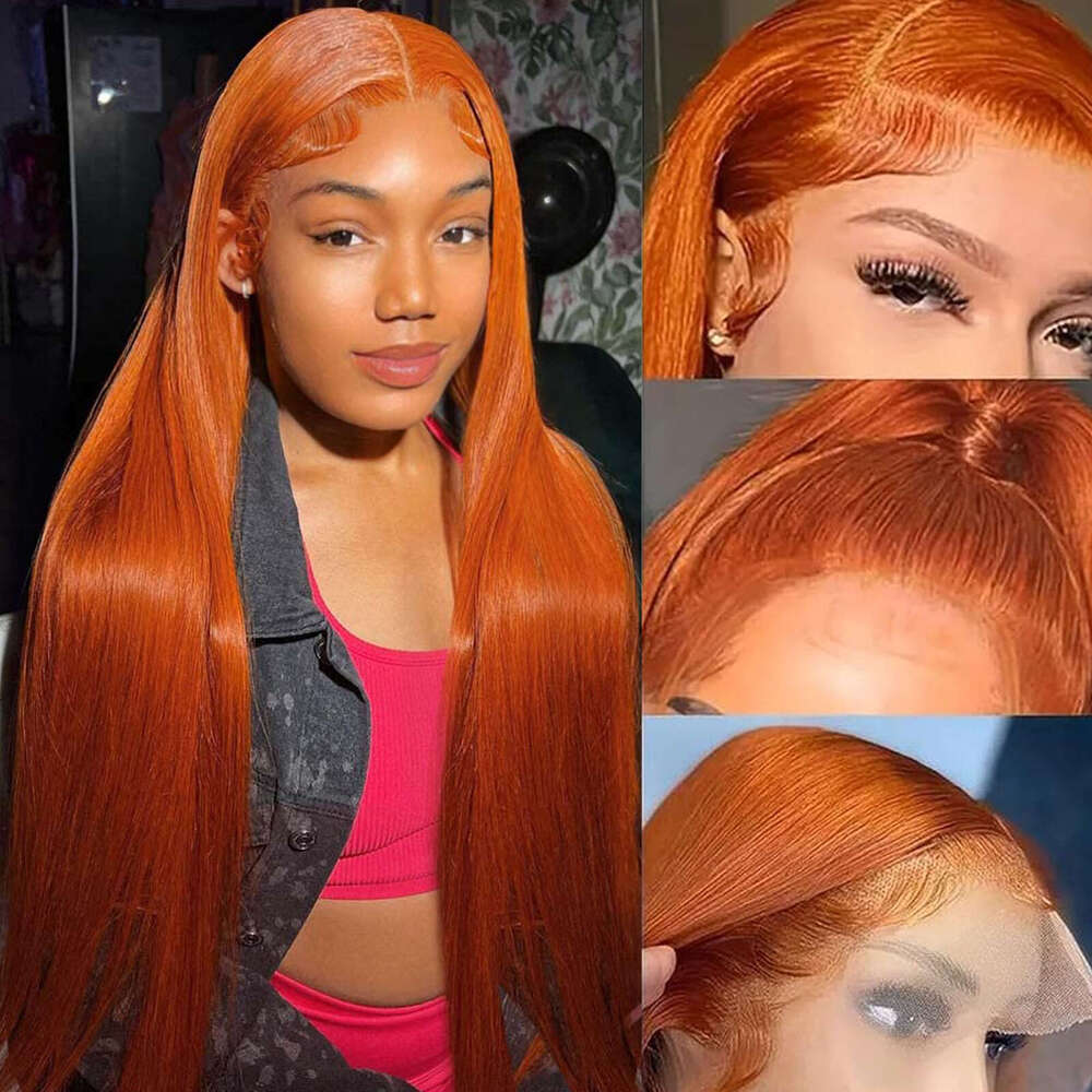 Lace Front Wig Cover T Shape Fashionable Orange With 200% Density Hot Selling Front Lace 13 * 4 Straight Hair Wig Full Head Kq2 Kq2