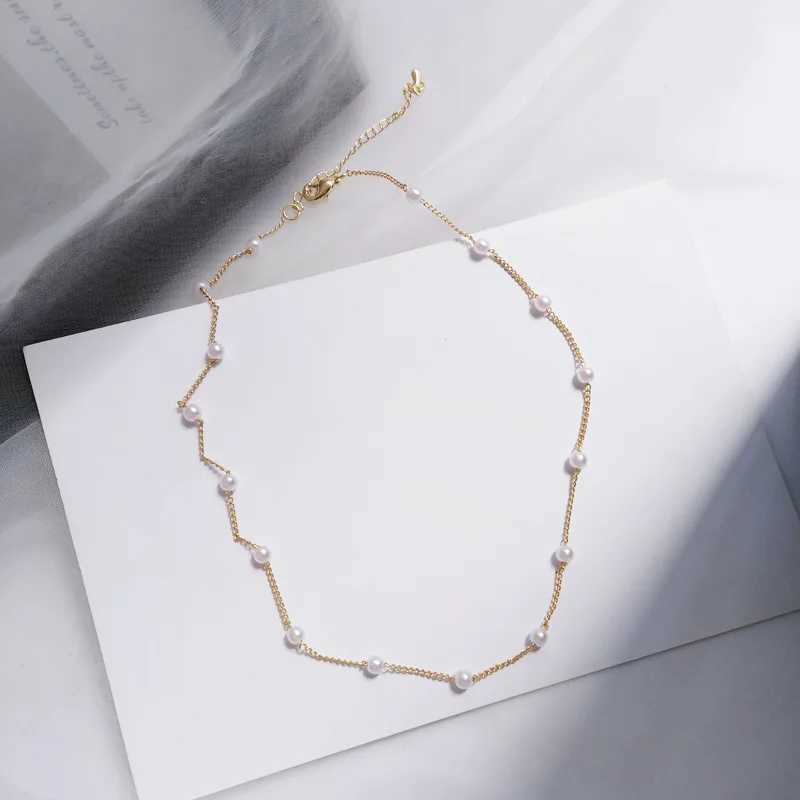 2024 New Bead Womens Necklace Kpop Pearl Necklace Gold Gothic Necklace W241230