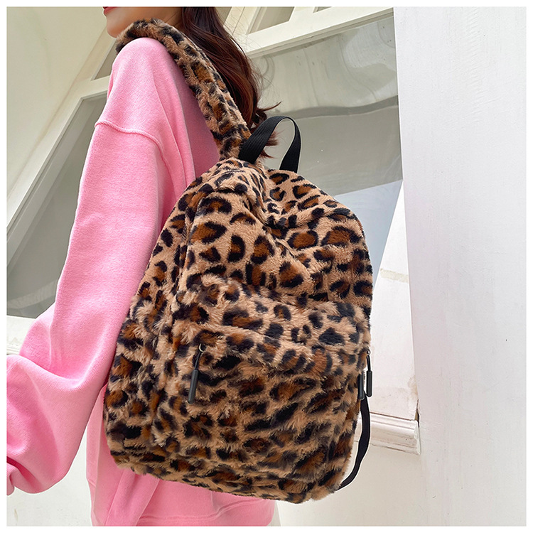 New Cute for Middle and High School Students Autumn Leisure Plush Backpack College Student Class Bag Female