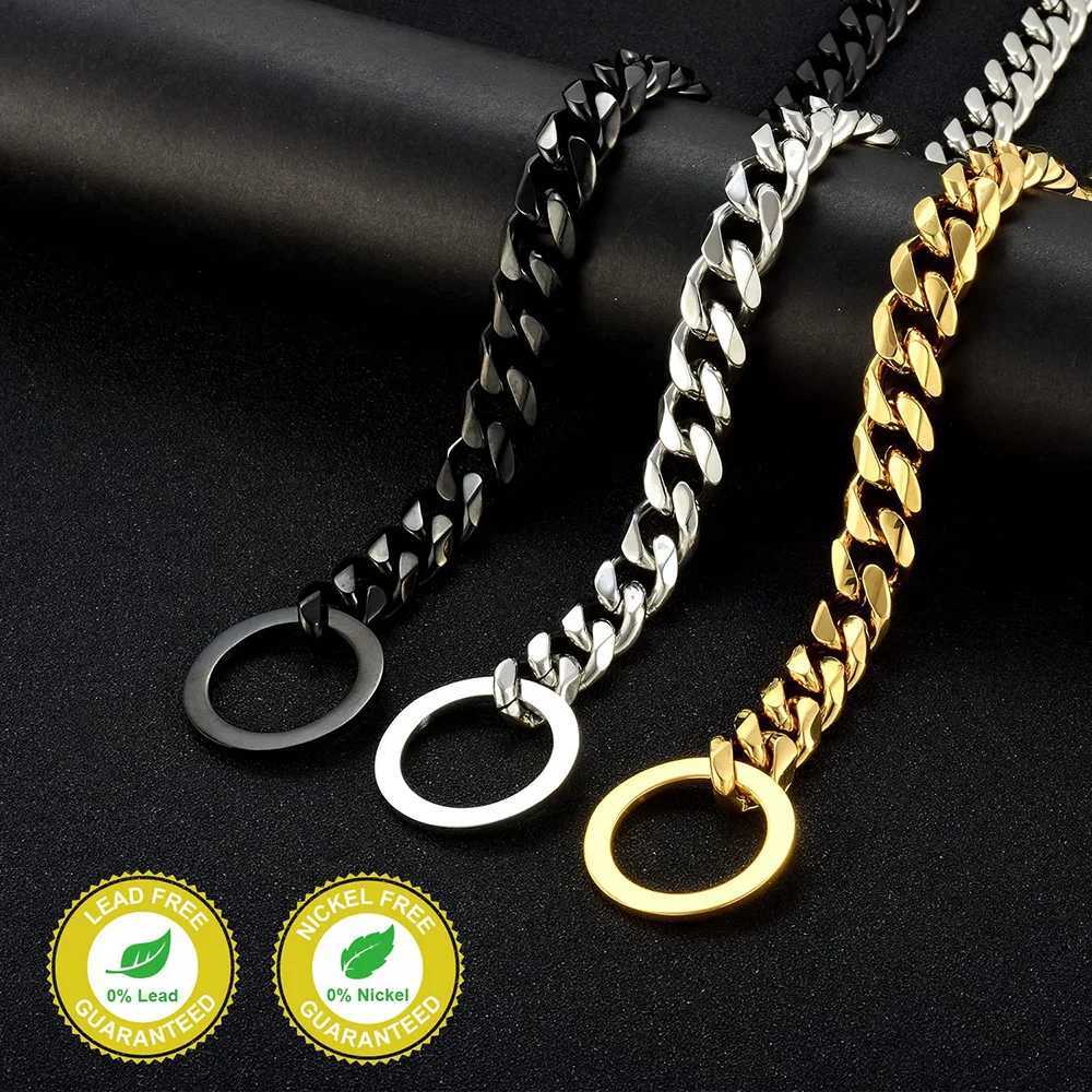 Gold Chain Dog Collar 15mm Wide Heavy Duty Metal Cuban Link Dog Slip Chain Collar Dog Necklace Fashion Pet Jewelry AccessoriesXJ250218