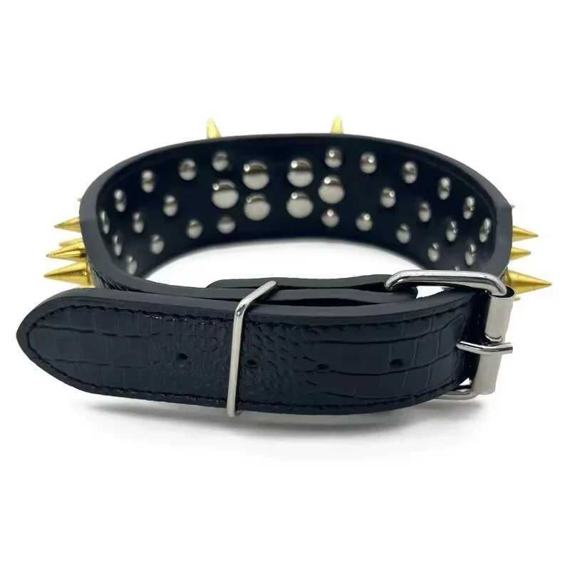 Spiked Wolf Tooth Spike Pet Collar Color Rivet Dog Medium To Large Dogs Hand Holding Rope Iron Chain Adjustable Anti-Bite CollarXJ241230