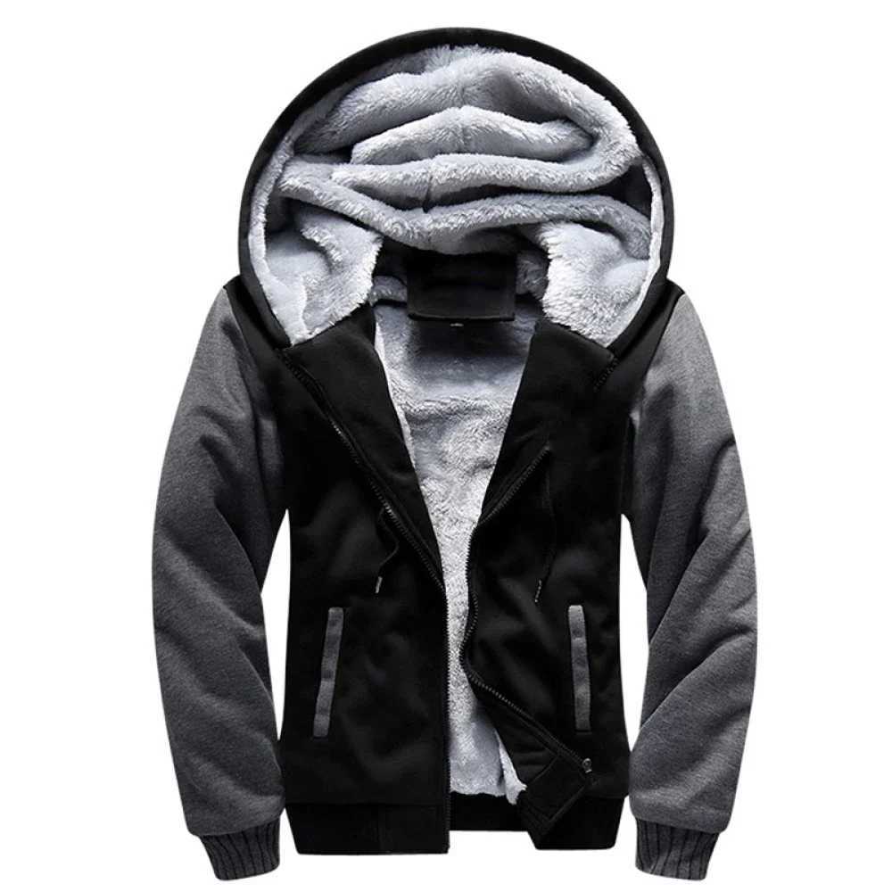 Winter Thick Zipper Jacket Street Clothing Camouflage Mens Sportswear Wool Casual Jacket Long Sleeve Solid Color Sportswear Top W241230