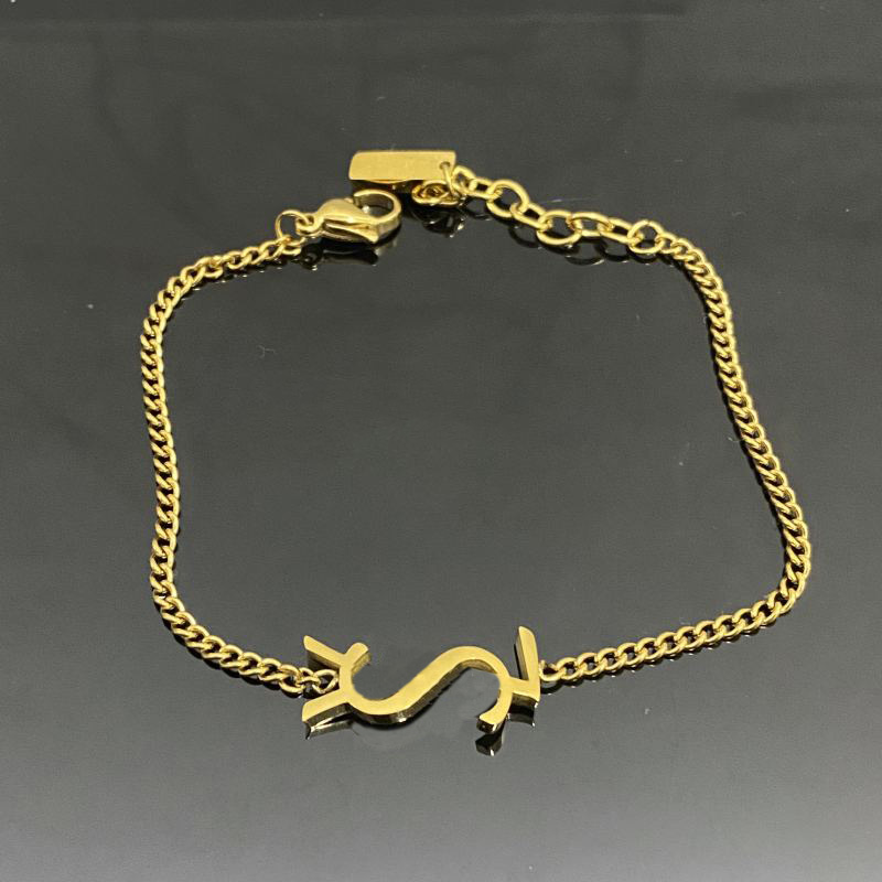 Women Fashion Designer Bracelets Necklace Earrings 18K Gold Plated Simple Letter Stainless Steel Classic Bracelet Luxury Jewelry