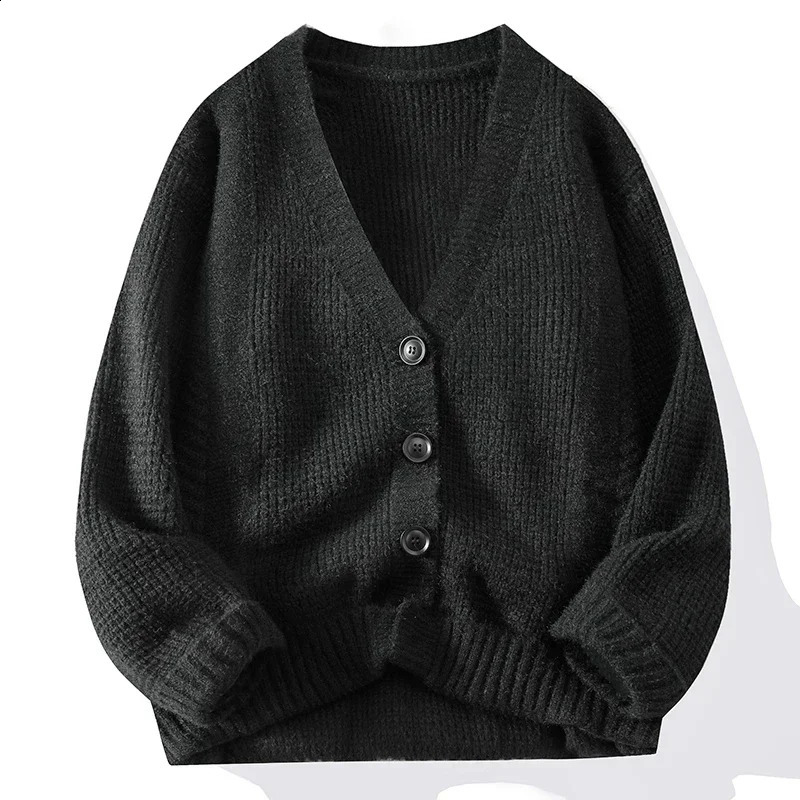 2024 Autumn and Winter Mens Cardigan Vneck Fashion Sweater with Thick Long Sleeves Outside Comfortable Warm 241230