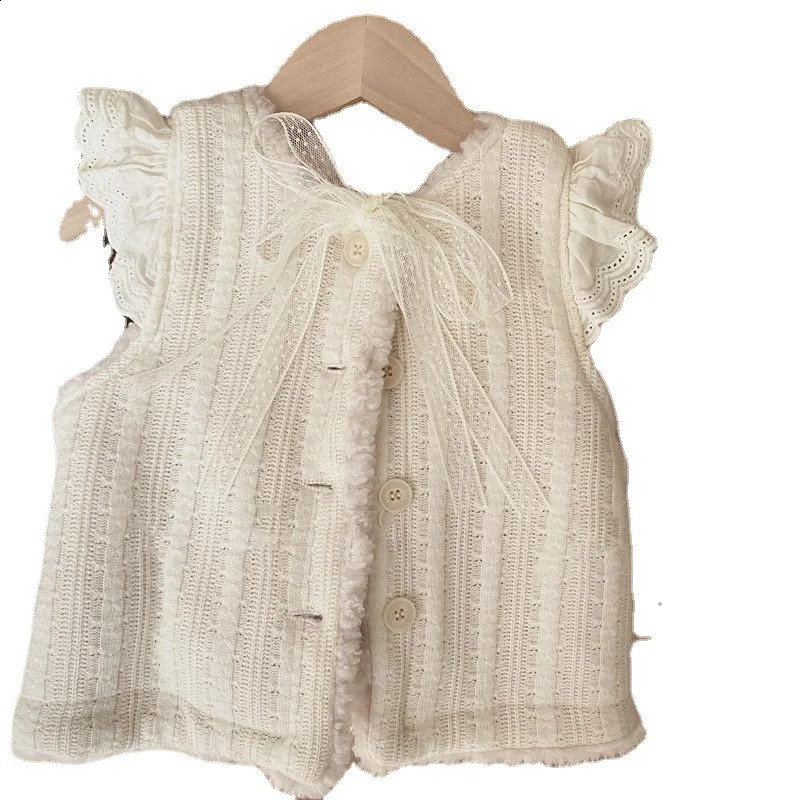 Girls Winter Warm Coat ChildrenS Lamb Fur Vest With Plush And Thick Wearing Both Sides Autumn Top Baby Kids Clothing For Girls 241230