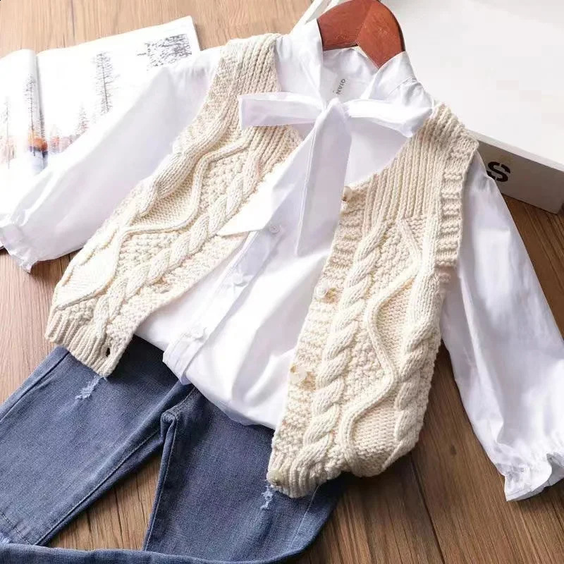 Winter Spring Baby Childrens Clothing Knitted Sweater Cardigan Vest Boys Girls Clothes Knitwear Tops Waistcoats 241230