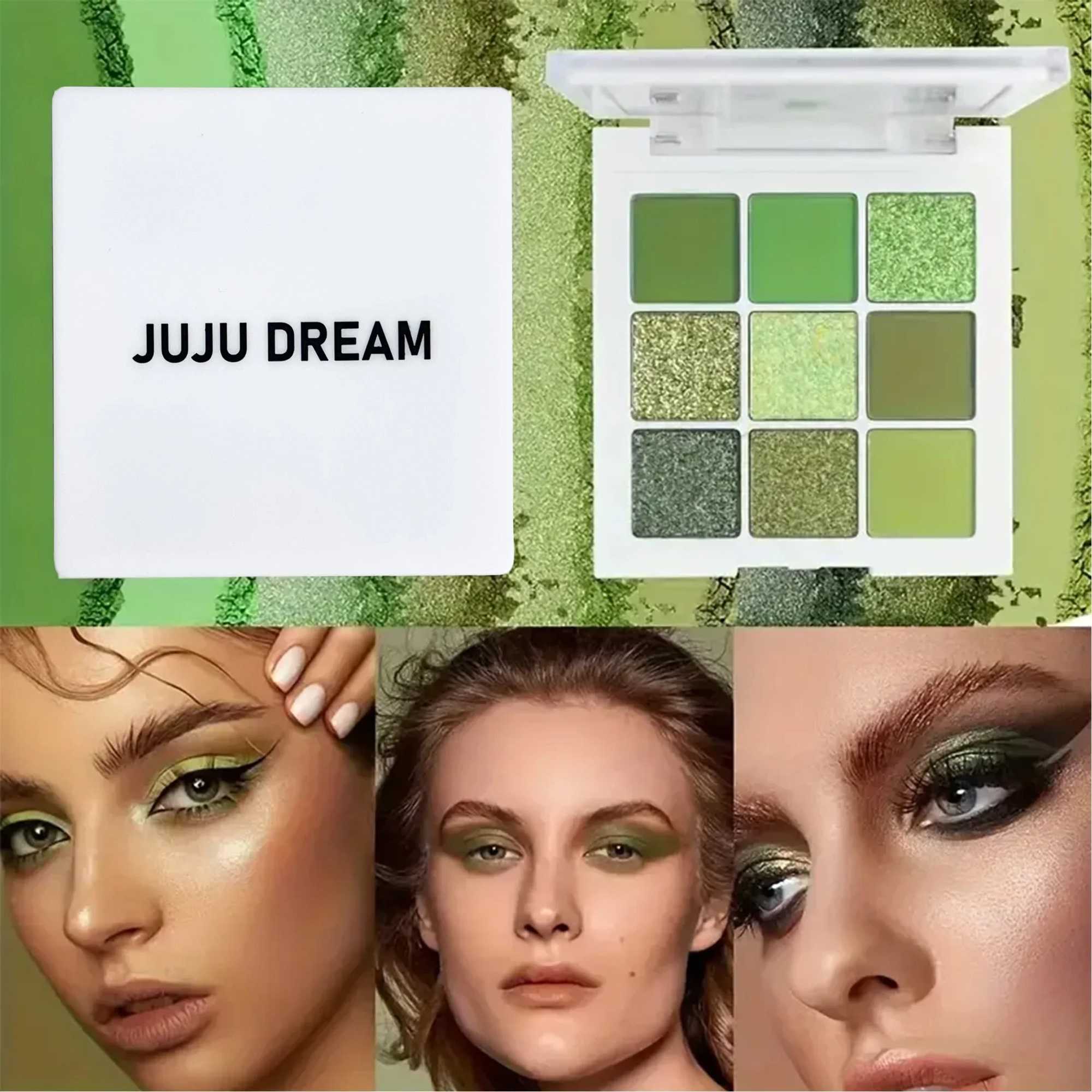 Green and Gold Tones Eyeshadow Palette Matte and Glitter effects High Color Sequin Eye Makeup Waterproof and Long EyeshadowXJ241230