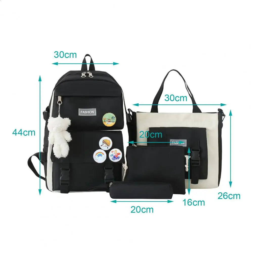 4 Pcs/Set Student Backpack Set Includes Crossbody Bag Pencil Case And Tutoring Bag Large Capacity Zipper Closure Travel Backpack 241230