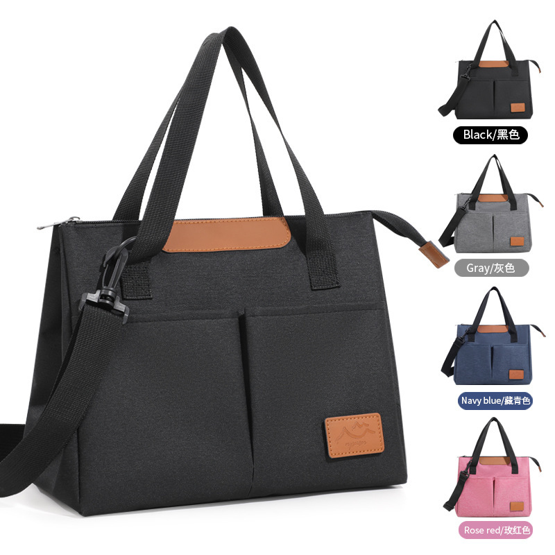 Triangle ice pack crossbody portable lunch storage bag, simple and fashionable, large capacity bento box insulation bag