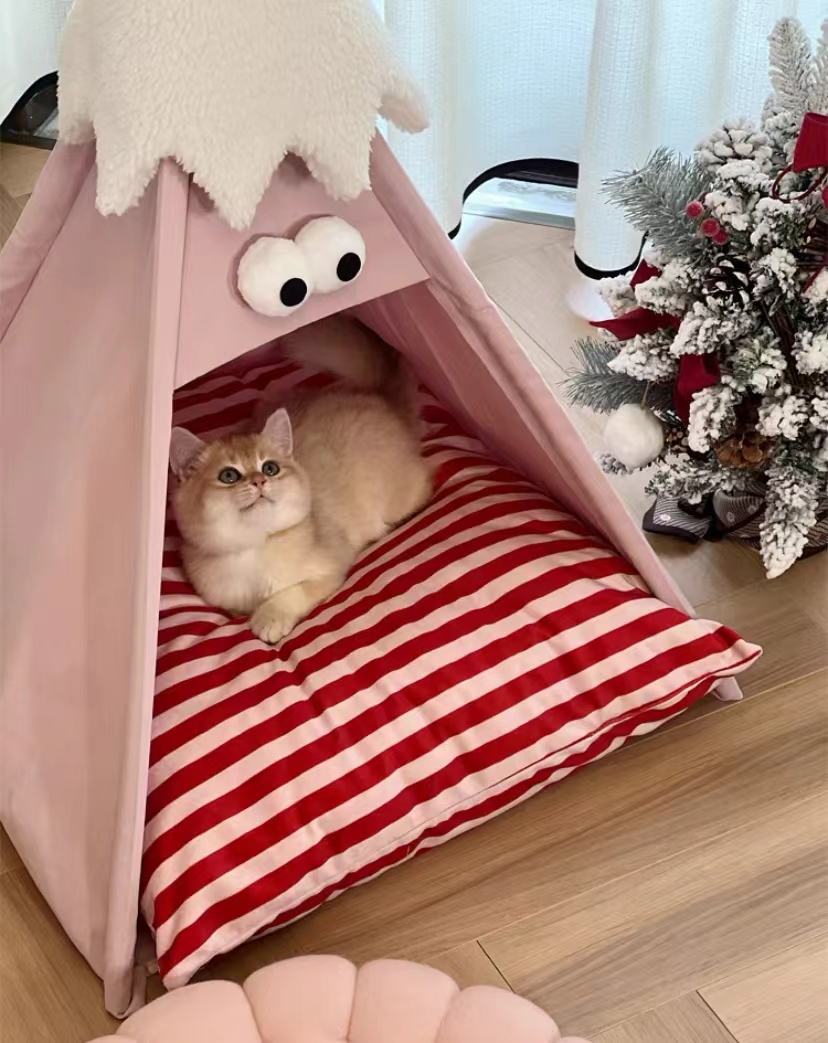 Cat tent Cat Kennel Dog kennel all year round Warm semi-enclosed cat house pet bed in winter