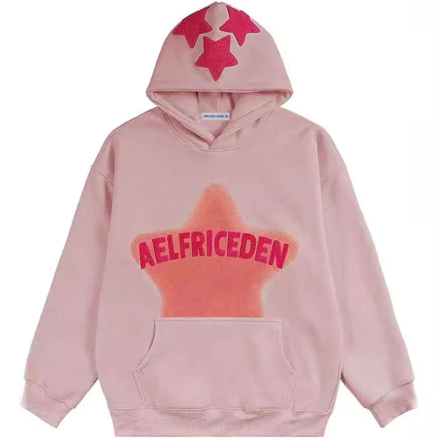 American High Street Y2K Trendy Brand Hip Hop AELFRICEDEN Star Printed Casual Sports Hoodie