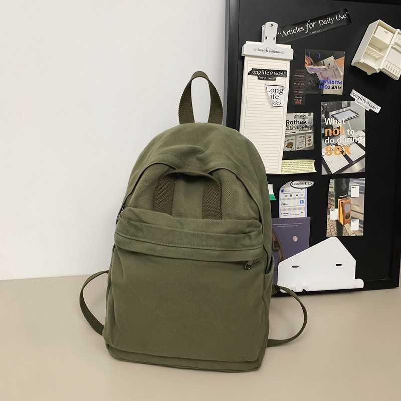 Washed canvas backpack for men and women, large capacity college student backpack for women, trendy brand street travel backpack 241230