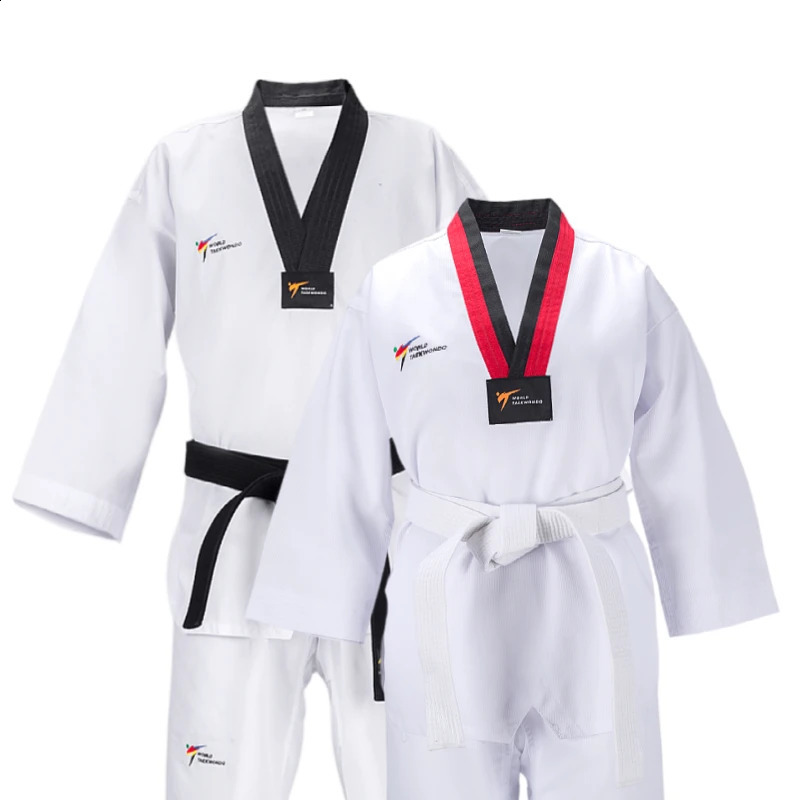 TKD Customize Patten Clothing White Taekwondo Uniforms WTF Karate Judo Dobok Children Adult Size Unisex Long Sleeve Gi Uniform 241230