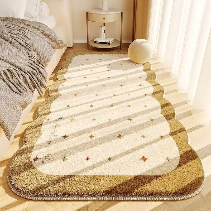 4681-49.99-PTX-Minimalist Solid Color Carpet Living Room Sofa Large Area Decorative Rug Bedroom Lines Polyester Thickened Furry Home Floor Mats