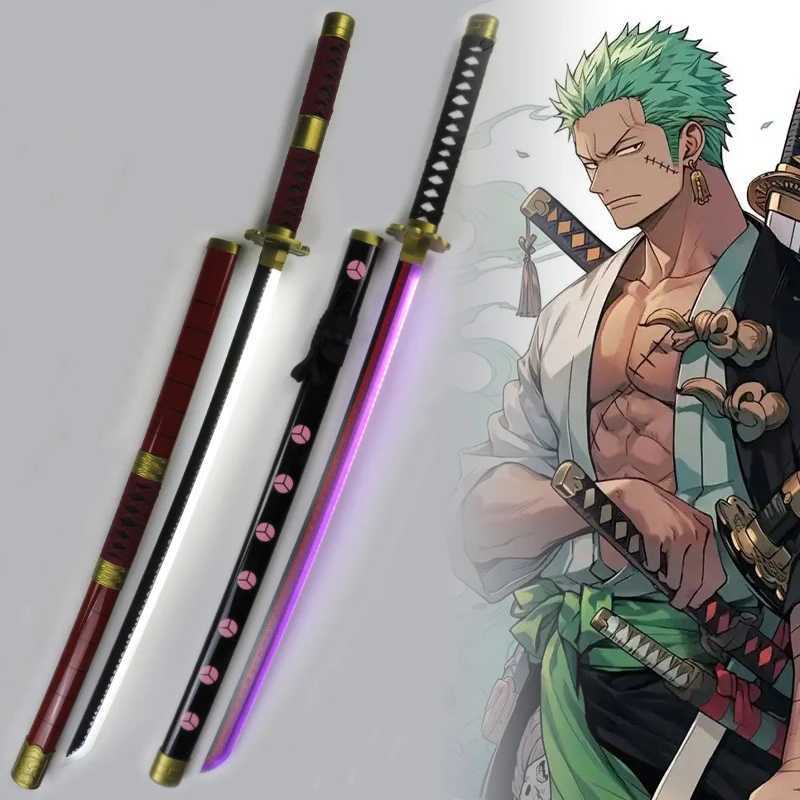 72/104cm Roronoa Zoro Katana glowing LED lightsaber animation Zoro role-playing prop life size Japanese Katana Sarai Sabre childrens toy Y241230