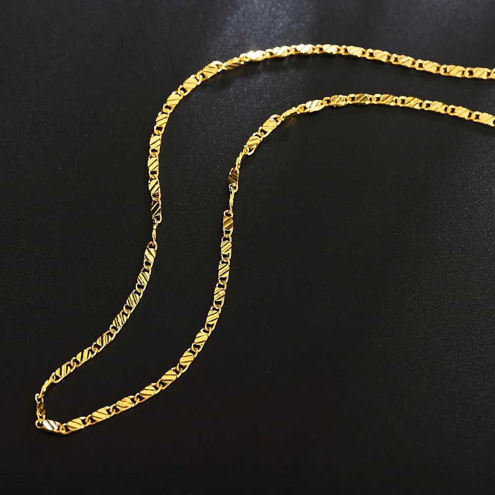 Fashion 18k gold necklace 2MM 16/18/20/22/24/26/28/30 inch womens side chain necklace mens jewelry silver necklace W241230