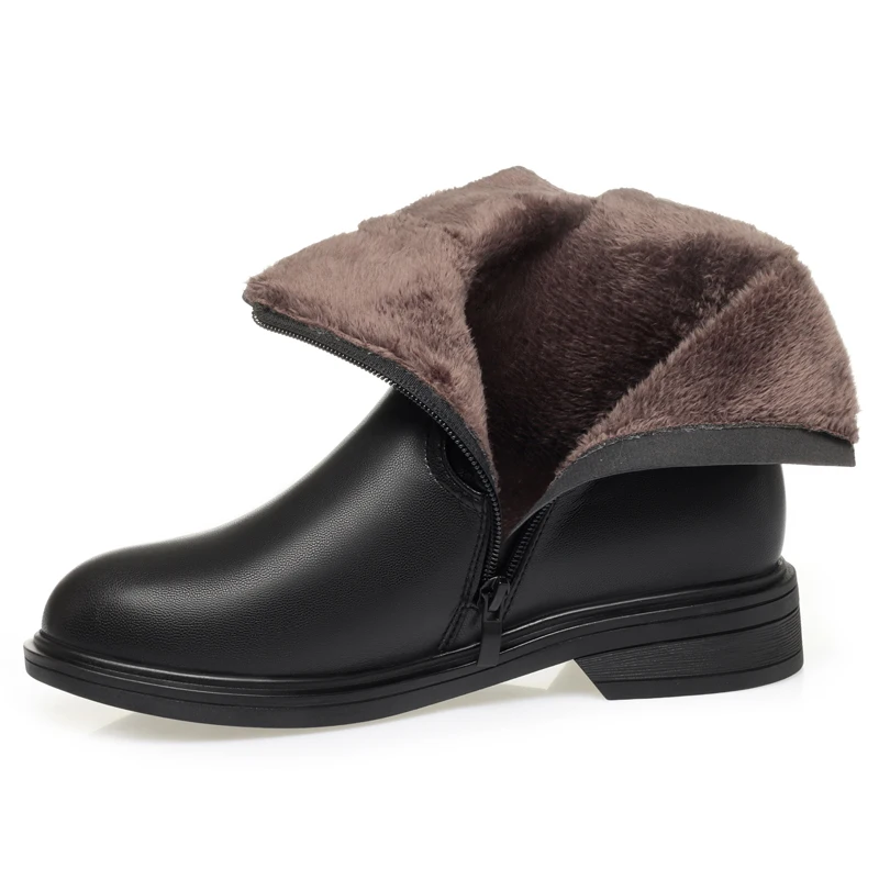 AIYUQI Women's Snow Boots Low Heel Women's Ankle Boots Non-slip Comfortable Boots Women's Winter Warm Cotton Shoes