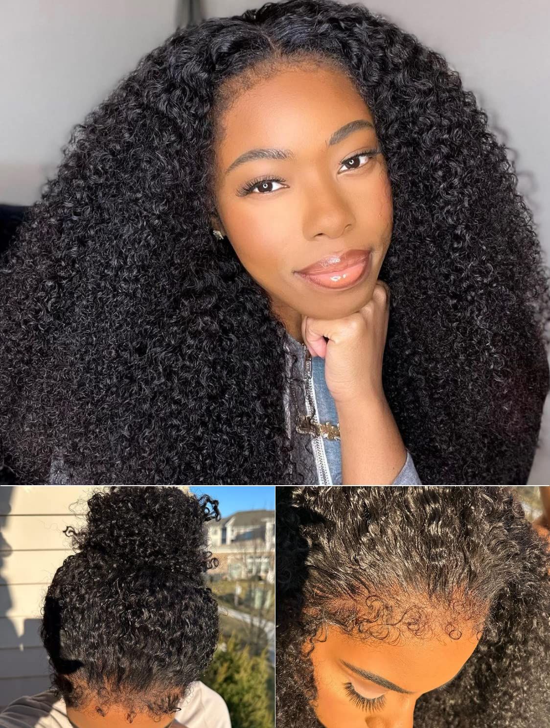 12A 4C Kinky Edges Wig 180% Glueless Afro Kinky Curly Lace Front Wigs Human Hair with Curly Baby Hair HD Transparent Lace Frontal Wigs with Realistic 