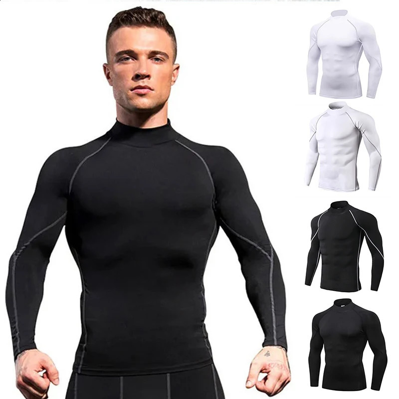 Men Long Sleeve Gym T Shirt Compression Running TShirts Man Quick Dry Basketball Shirts Elastic Football Tops Tees Male Clothes 241220